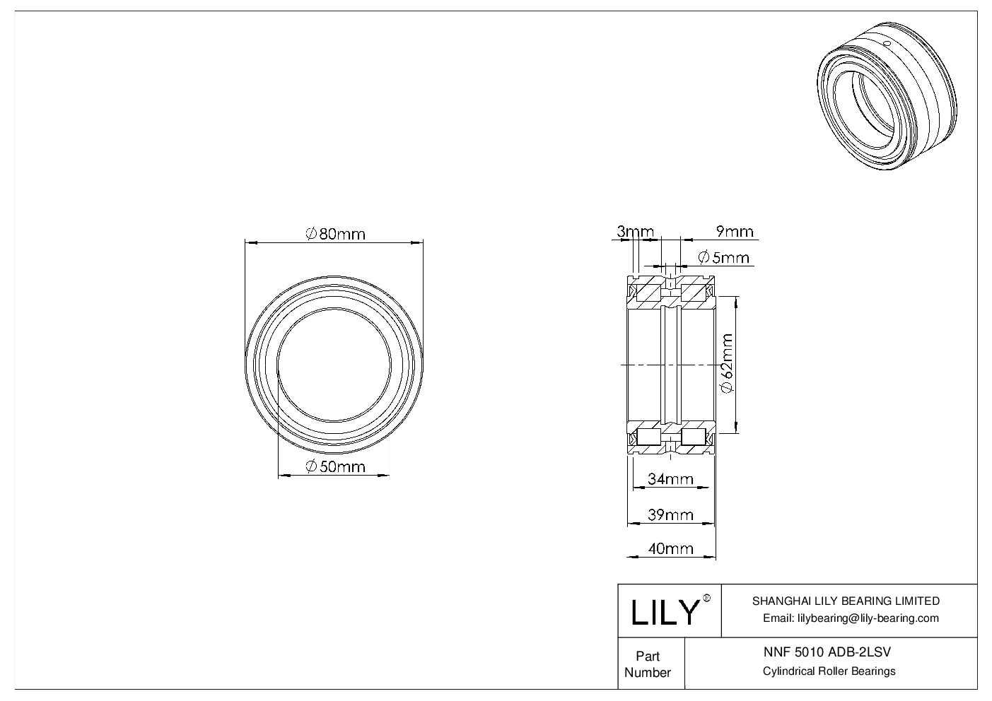 NNF 5010 ADB-2LSV Double Row Full Complement Cylindrical Roller Bearings cad drawing
