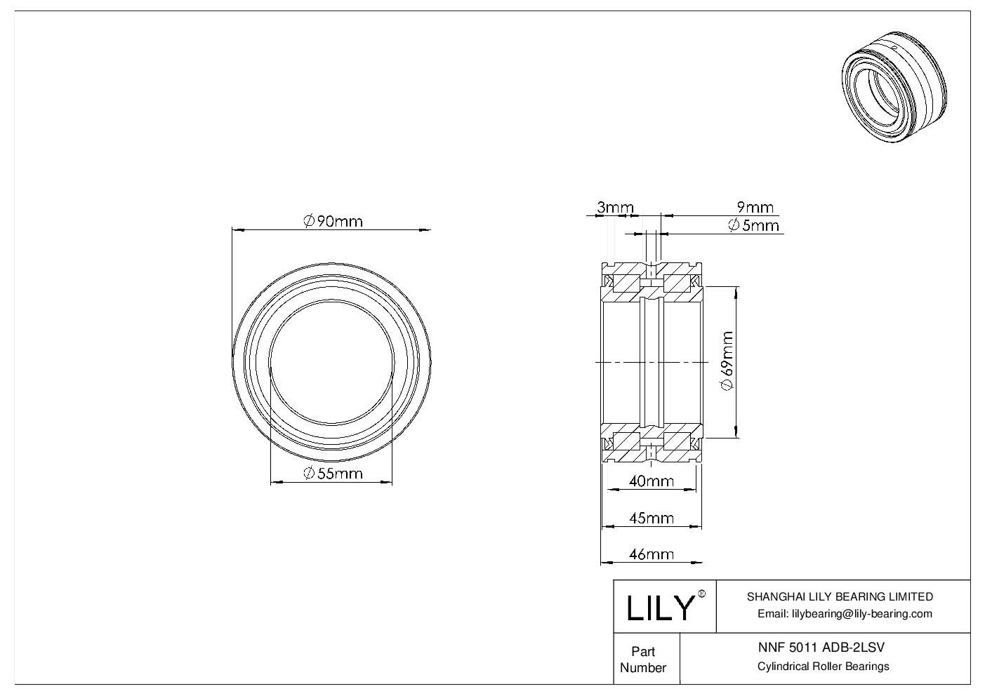 NNF 5011 ADB-2LSV 双列满装圆柱滚子轴承 cad drawing