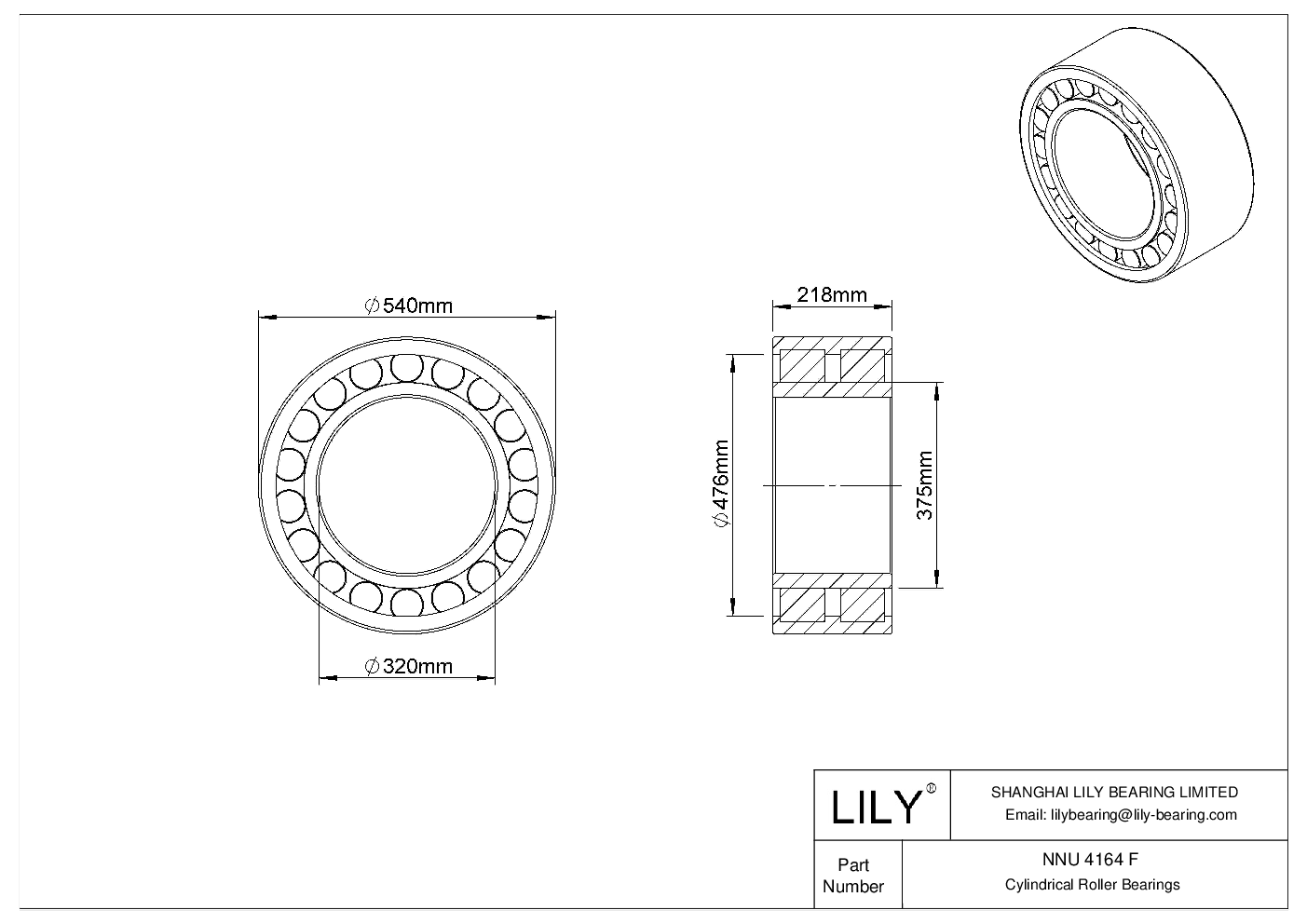 NNU 4164 F Double Row Cylindrical Roller Bearings cad drawing