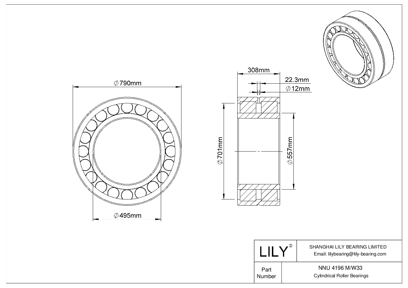 NNU 4196 M/W33 双列圆柱滚子轴承 cad drawing