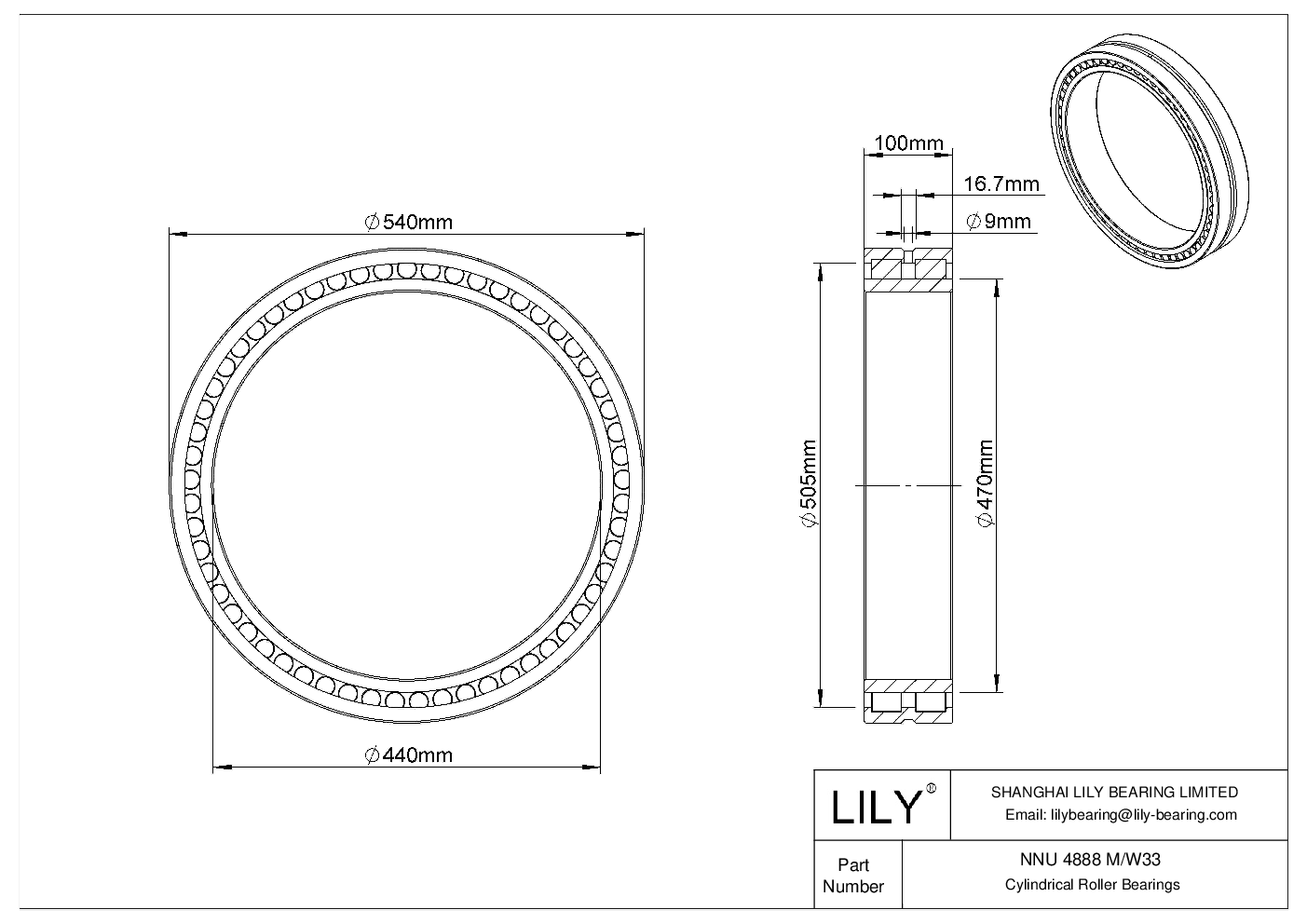 NNU 4888 M/W33 Double Row Cylindrical Roller Bearings cad drawing