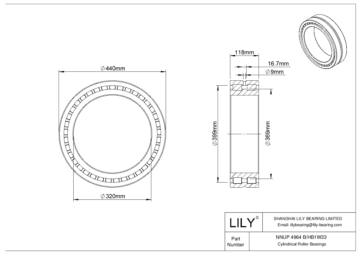 NNUP 4964 B/HB1W33 Double Row Cylindrical Roller Bearings cad drawing