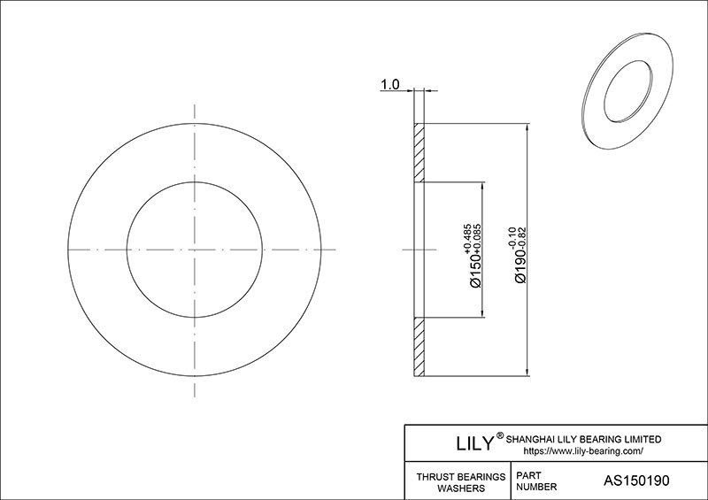 AS150190 Needle Roller Thrust Bearings (Washers) cad drawing