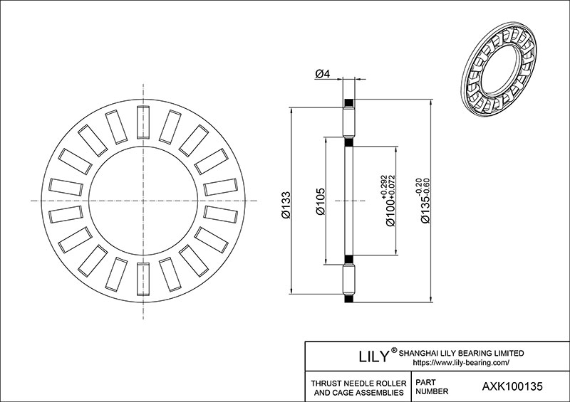 AXK100135 Needle Roller Thrust Bearings (Cages) cad drawing