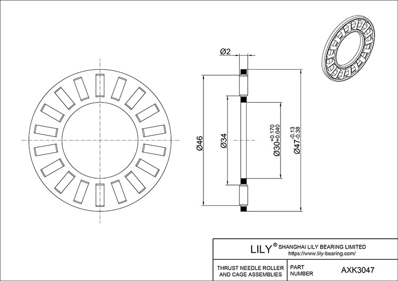 AXK3047 Needle Roller Thrust Bearings (Cages) cad drawing