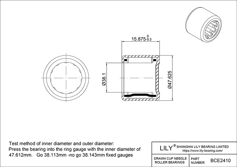 BCE2410 Drawn Cup Needle Roller Bearings cad drawing
