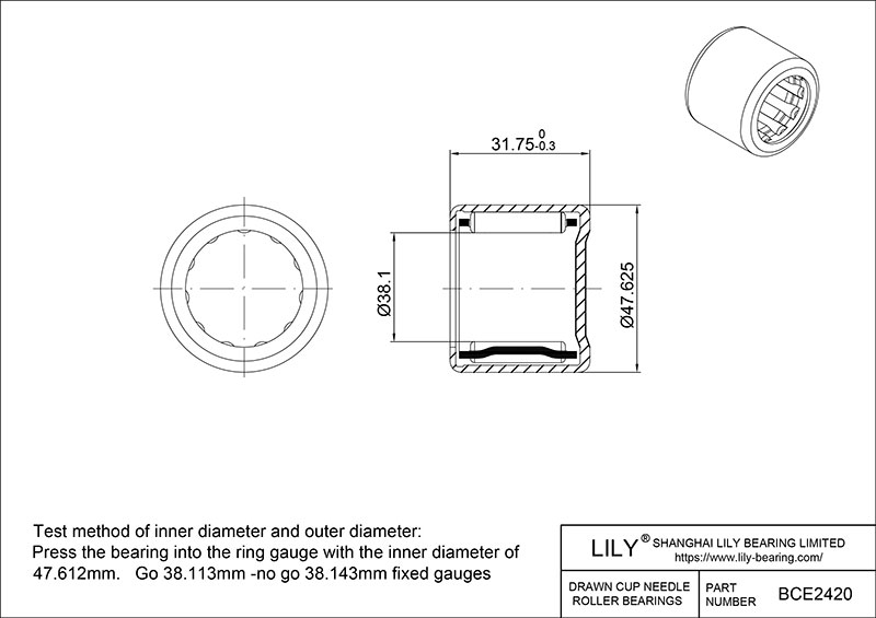 BCE2420 Drawn Cup Needle Roller Bearings cad drawing