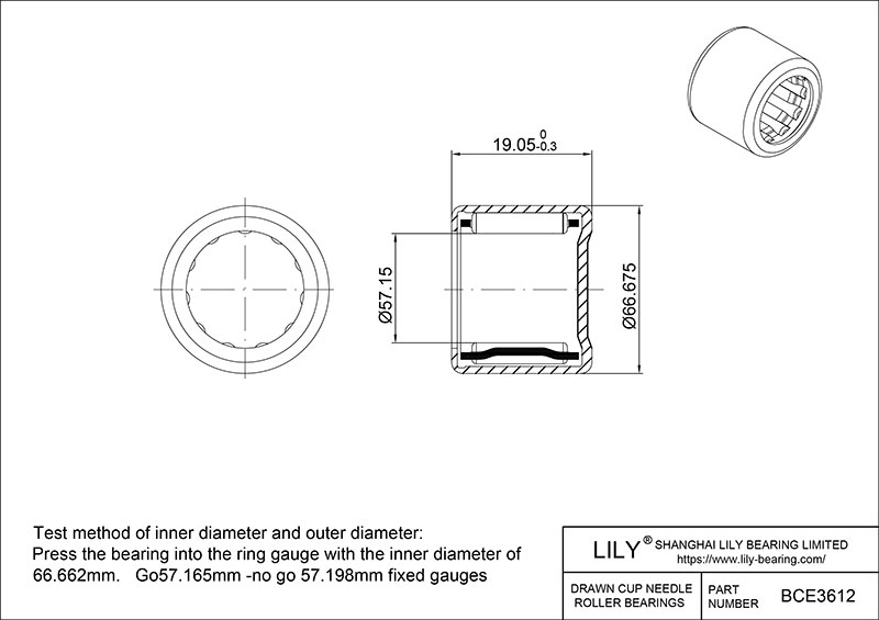 BCE3612 Drawn Cup Needle Roller Bearings cad drawing