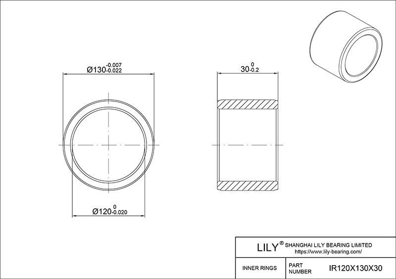 IR120X130X30-XL Inner Rings cad drawing