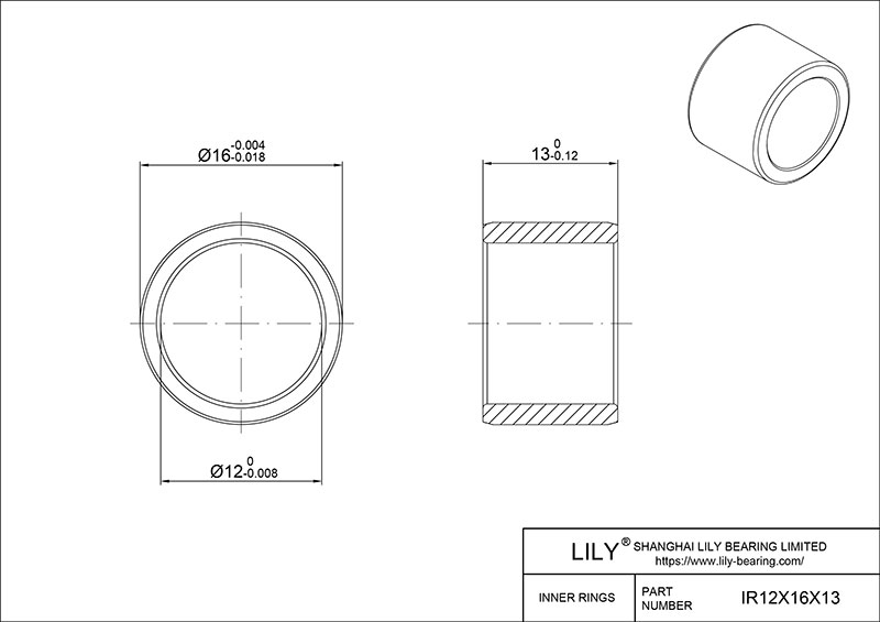 IR12X16X13-XL Inner Rings cad drawing