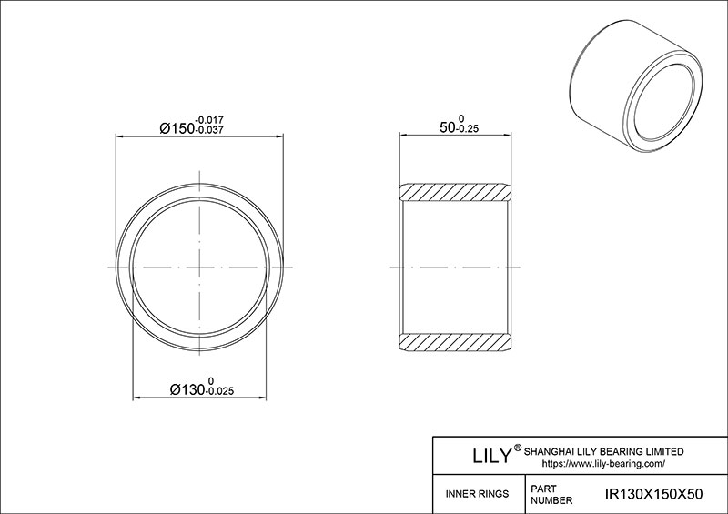 IR130X150X50-XL Inner Rings cad drawing