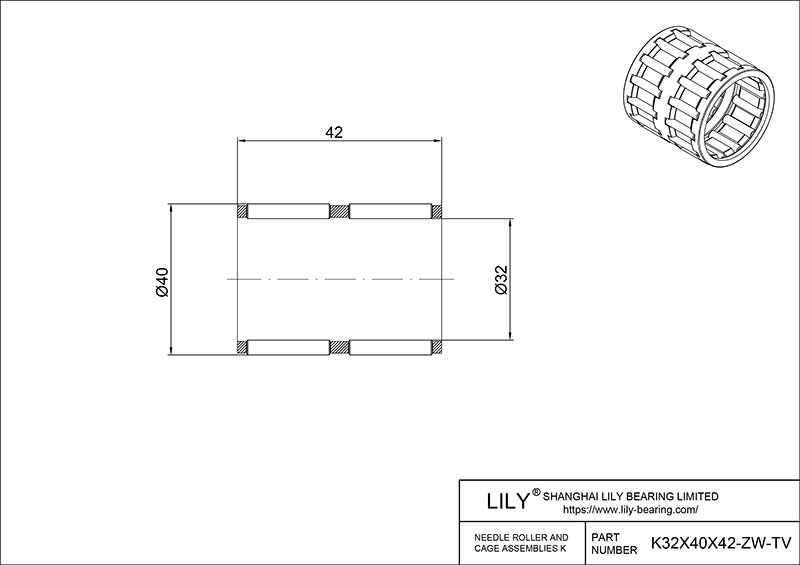 K32X40X42-ZW-TV Needle Roller And Cage Assemblies cad drawing