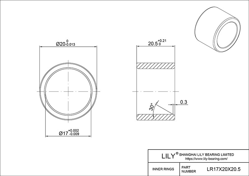 LR17X20X20.5 Inner Rings cad drawing