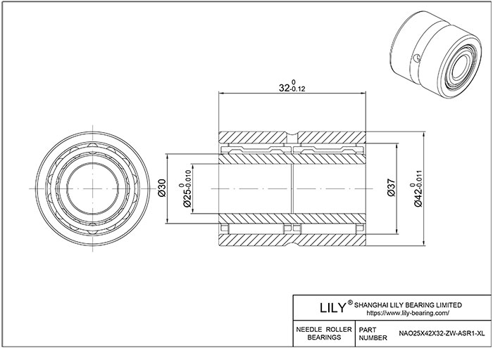 NAO25X42X32-ZW-ASR1-XL Heavy Duty Needle Roller Bearings (Machined) cad drawing