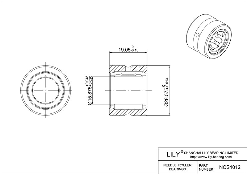 NCS1012 Heavy Duty Needle Roller Bearings (Machined) cad drawing