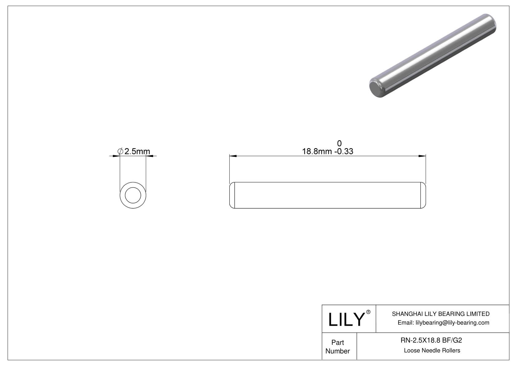 RN-2.5X18.8 BF/G2 松动的滚针 cad drawing