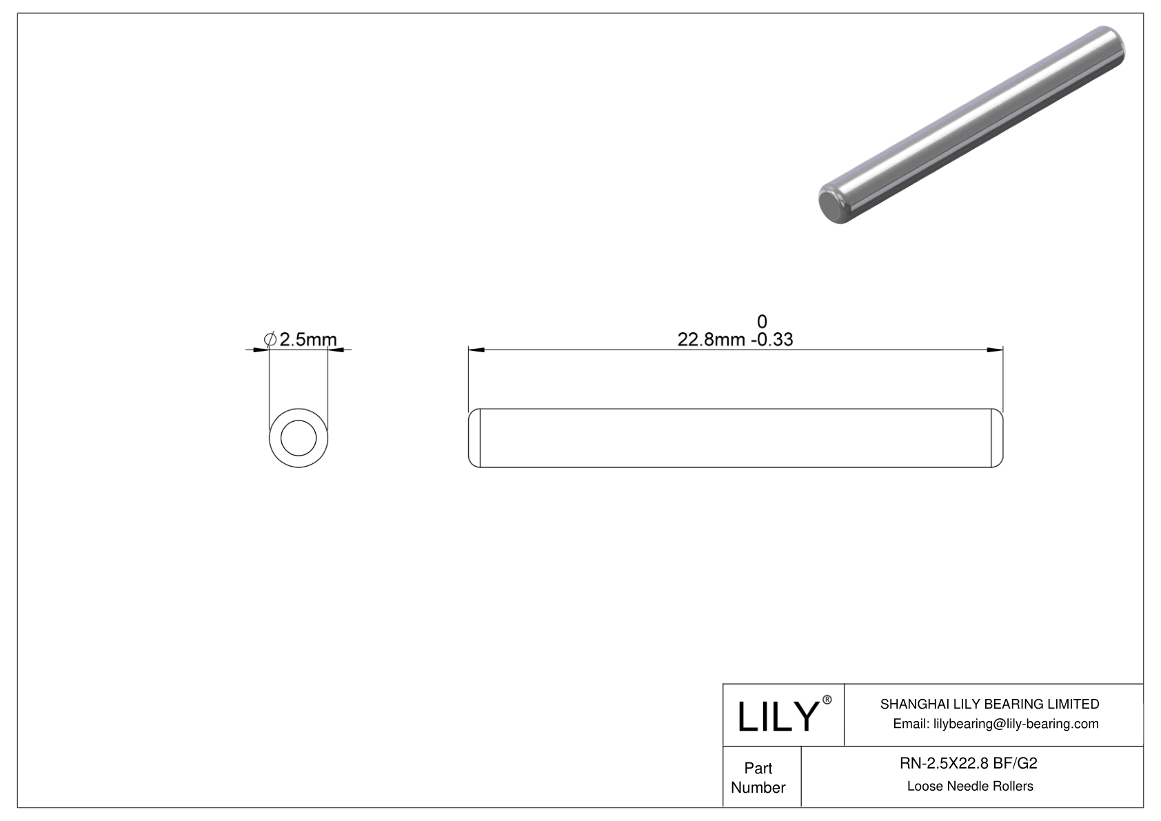 RN-2.5X22.8 BF/G2 Rodillos de aguja sueltos cad drawing