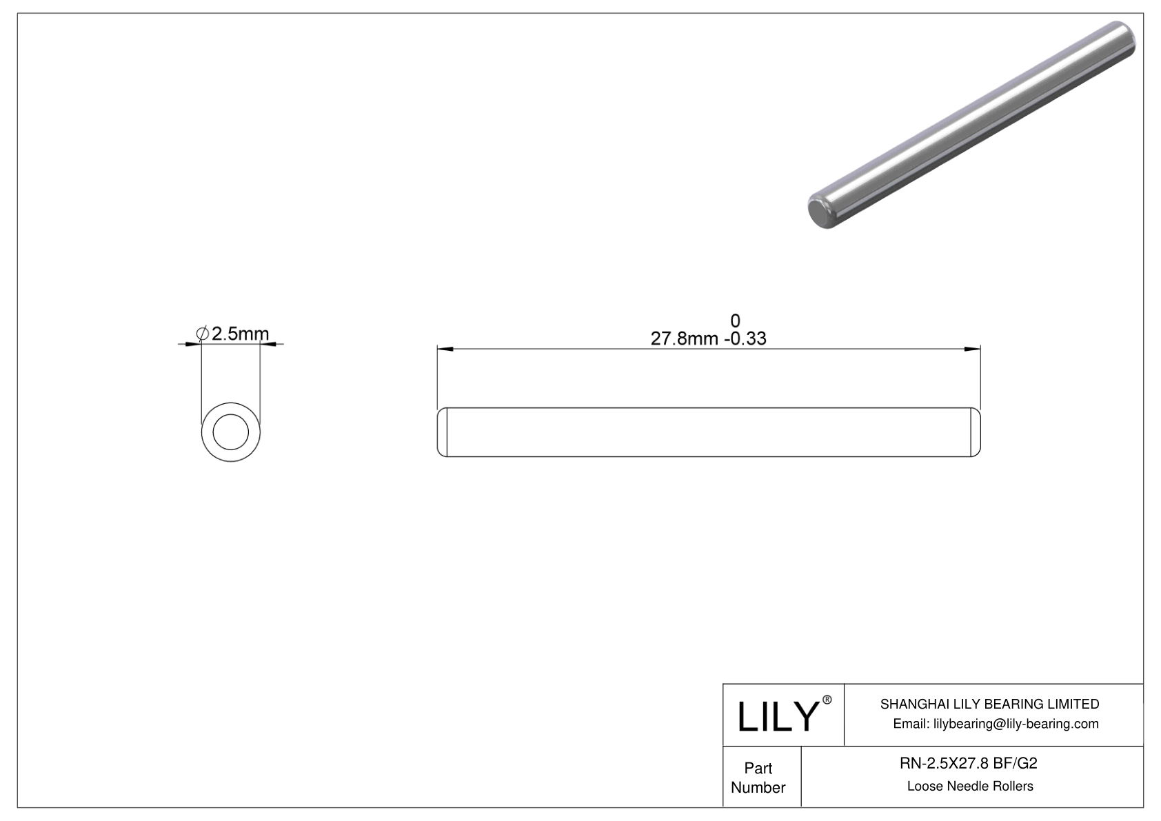 RN-2.5X27.8 BF/G2 松动的滚针 cad drawing