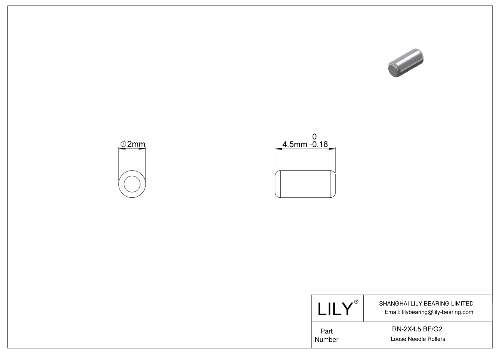 RN-2X4.5 BF/G2 Loose Needle Rollers cad drawing