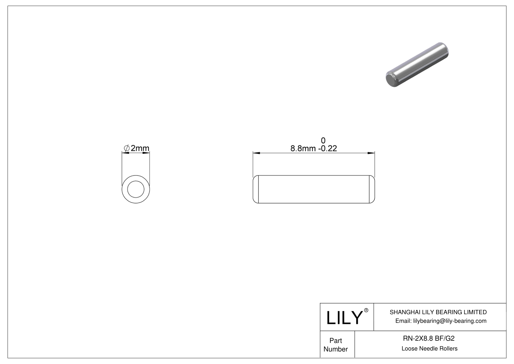 RN-2X8.8 BF/G2 Loose Needle Rollers cad drawing