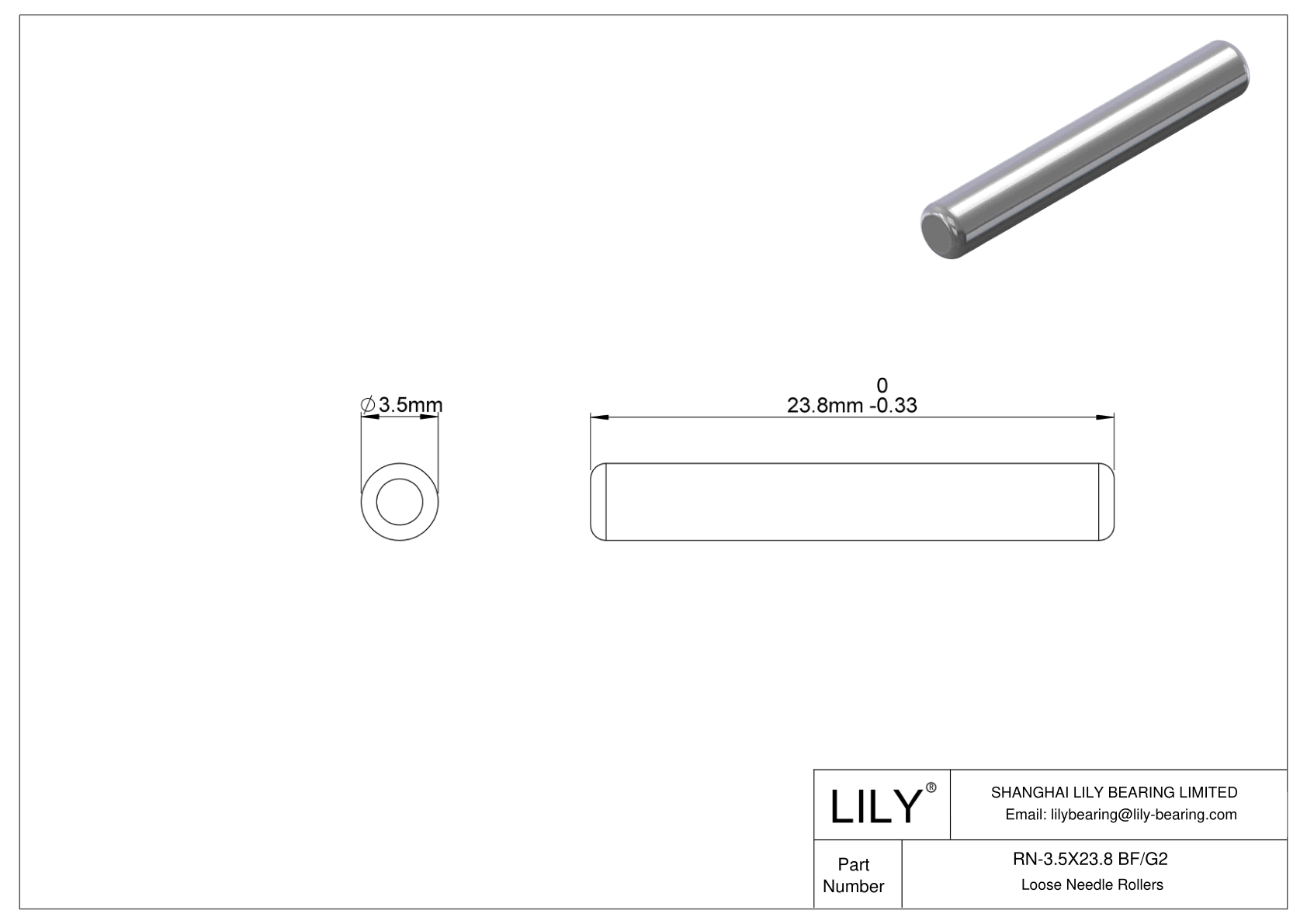 RN-3.5X23.8 BF/G2 Rodillos de aguja sueltos cad drawing