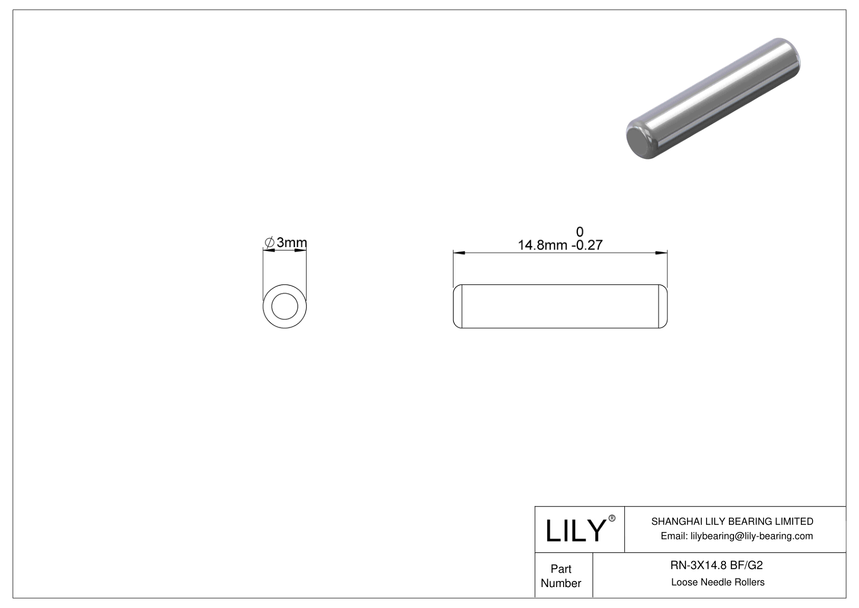 RN-3X14.8 BF/G2 Loose Needle Rollers cad drawing