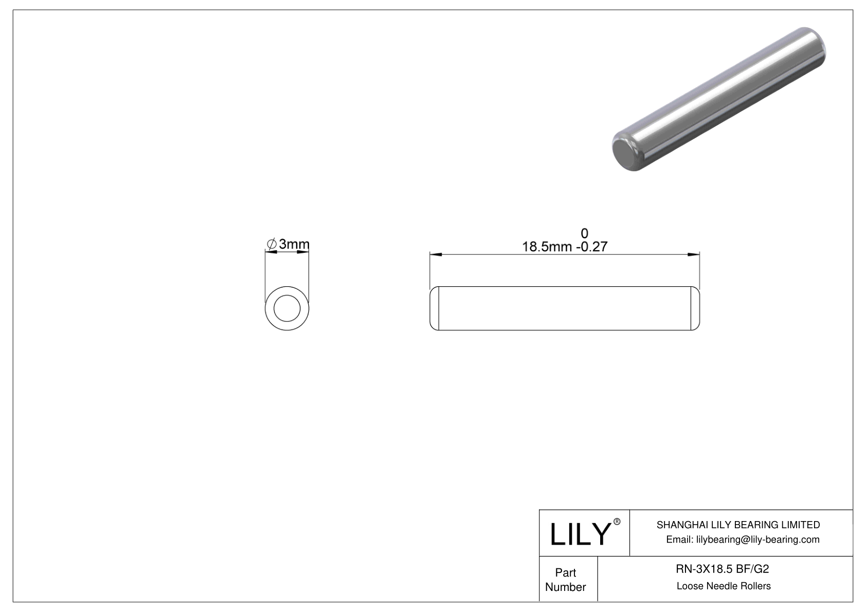 RN-3X18.5 BF/G2 松动的滚针 cad drawing