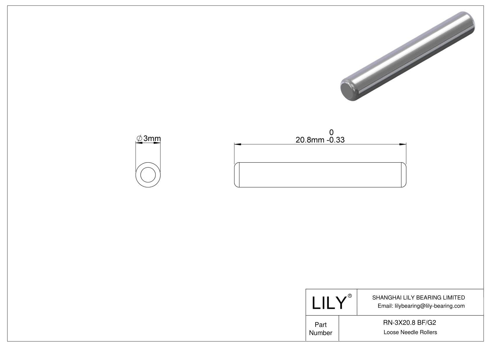 RN-3X20.8 BF/G2 Rodillos de aguja sueltos cad drawing