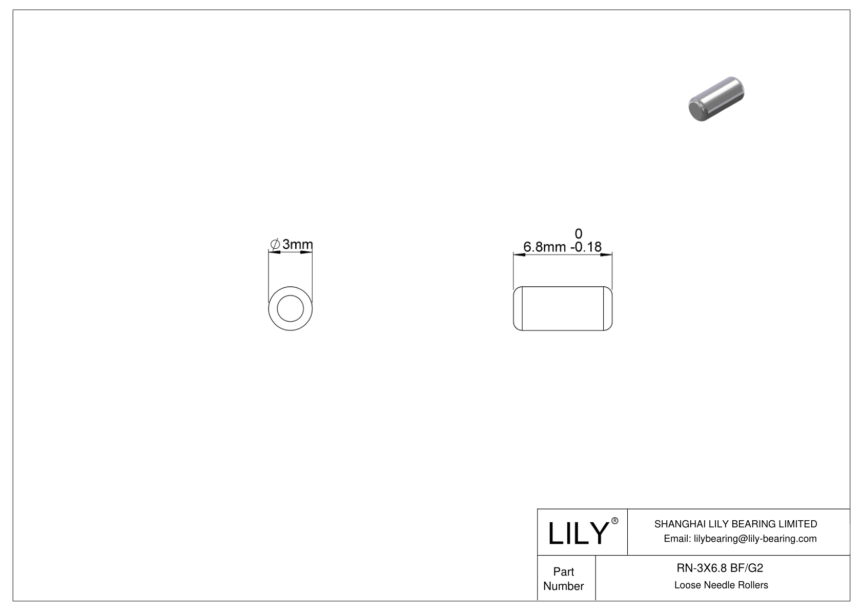 RN-3X6.8 BF/G2 Rodillos de aguja sueltos cad drawing