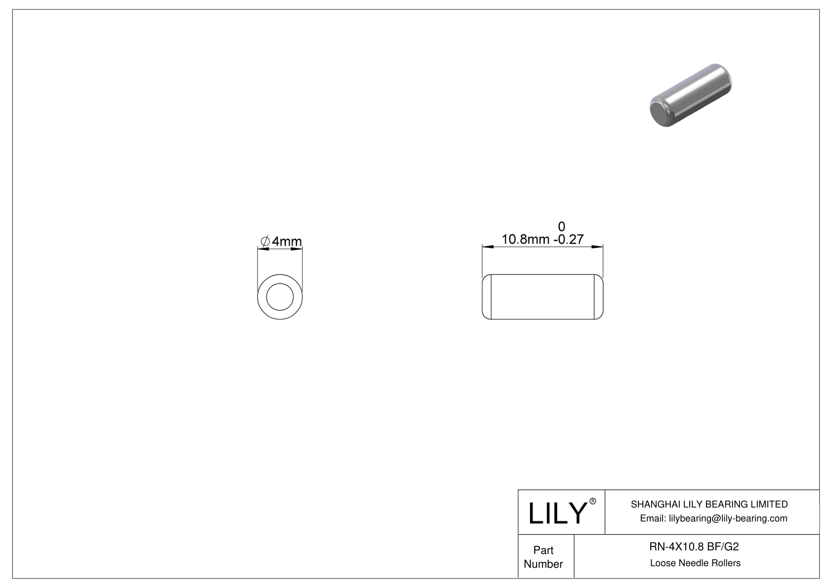 RN-4X10.8 BF/G2 Loose Needle Rollers cad drawing