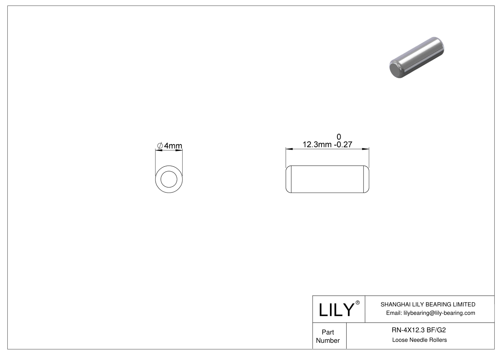 RN-4X12.3 BF/G2 Rodillos de aguja sueltos cad drawing