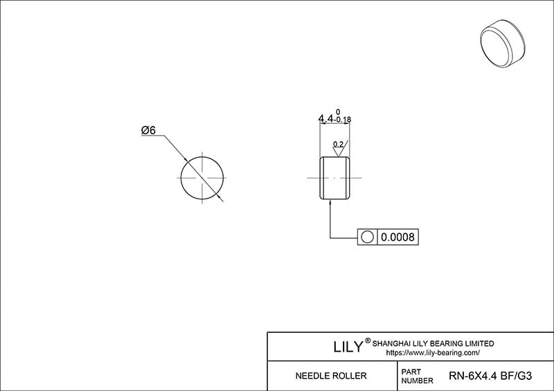 RN-6x4.4 BF/G3 Loose Needle Rollers cad drawing