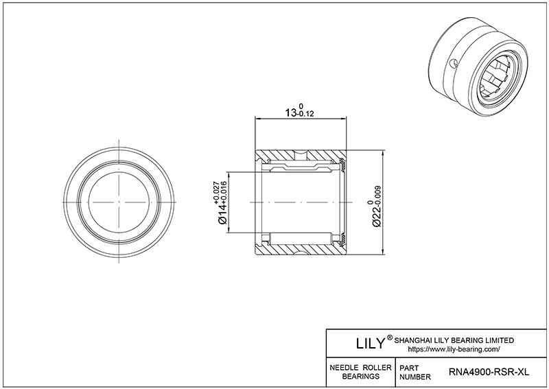 RNA4900-RSR-XL Heavy Duty Needle Roller Bearings (Machined) cad drawing