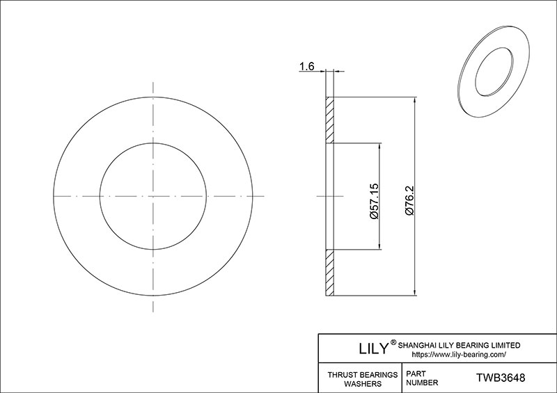 TWB3648 Needle Roller Thrust Bearings (Washers) cad drawing