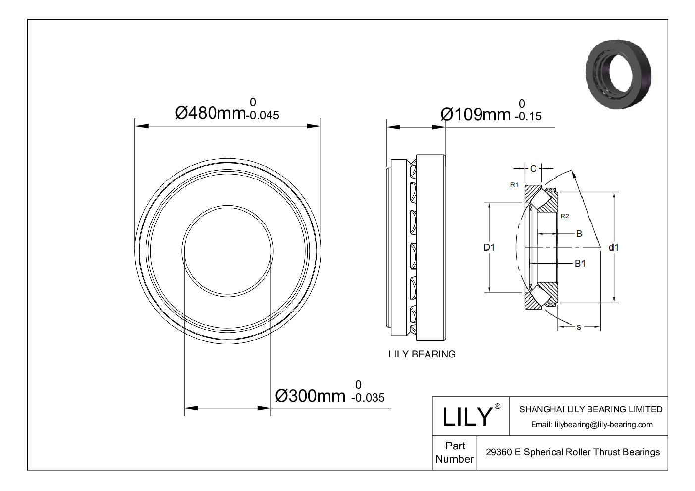 29360 E Spherical Roller Thrust Bearings cad drawing