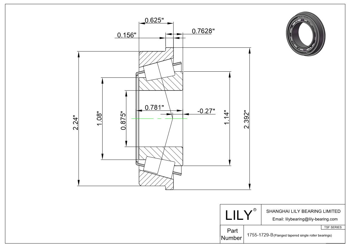 1755-1729-B TSF (Tapered Single Roller Bearings with Flange) (Imperial) cad drawing