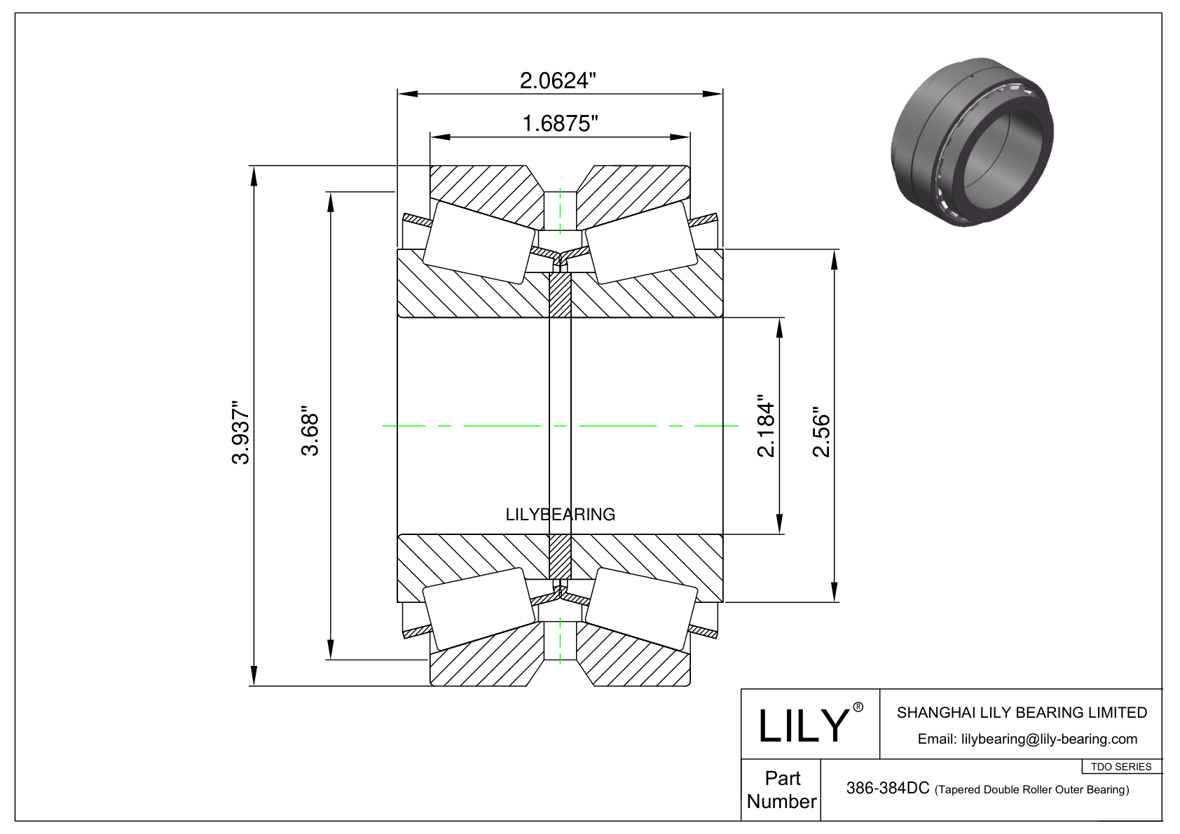 386-384DC TDO (Carrera de dos filas con doble salida) (Imperial) cad drawing