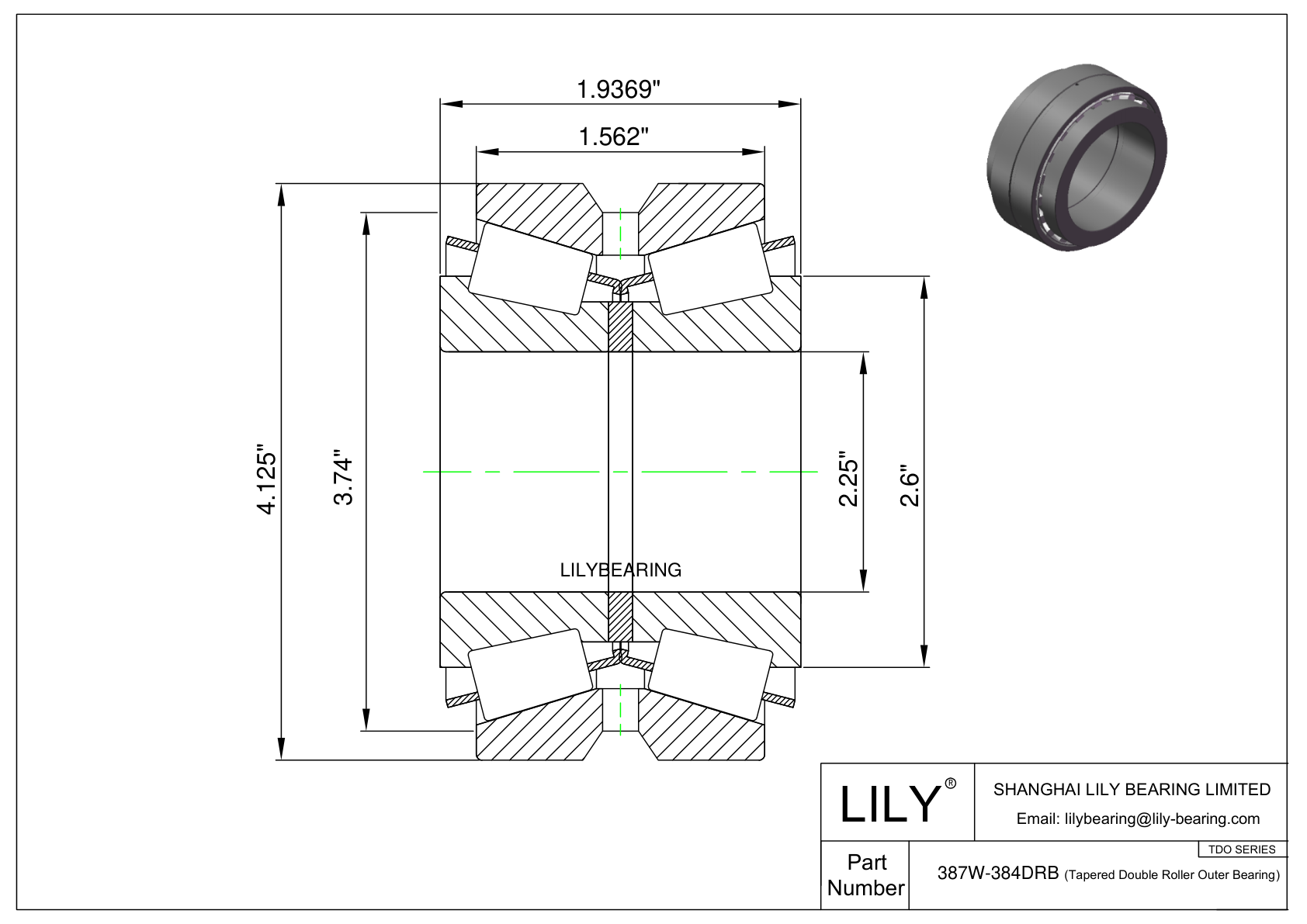 387W-384DRB TDO (Carrera de dos filas con doble salida) (Imperial) cad drawing