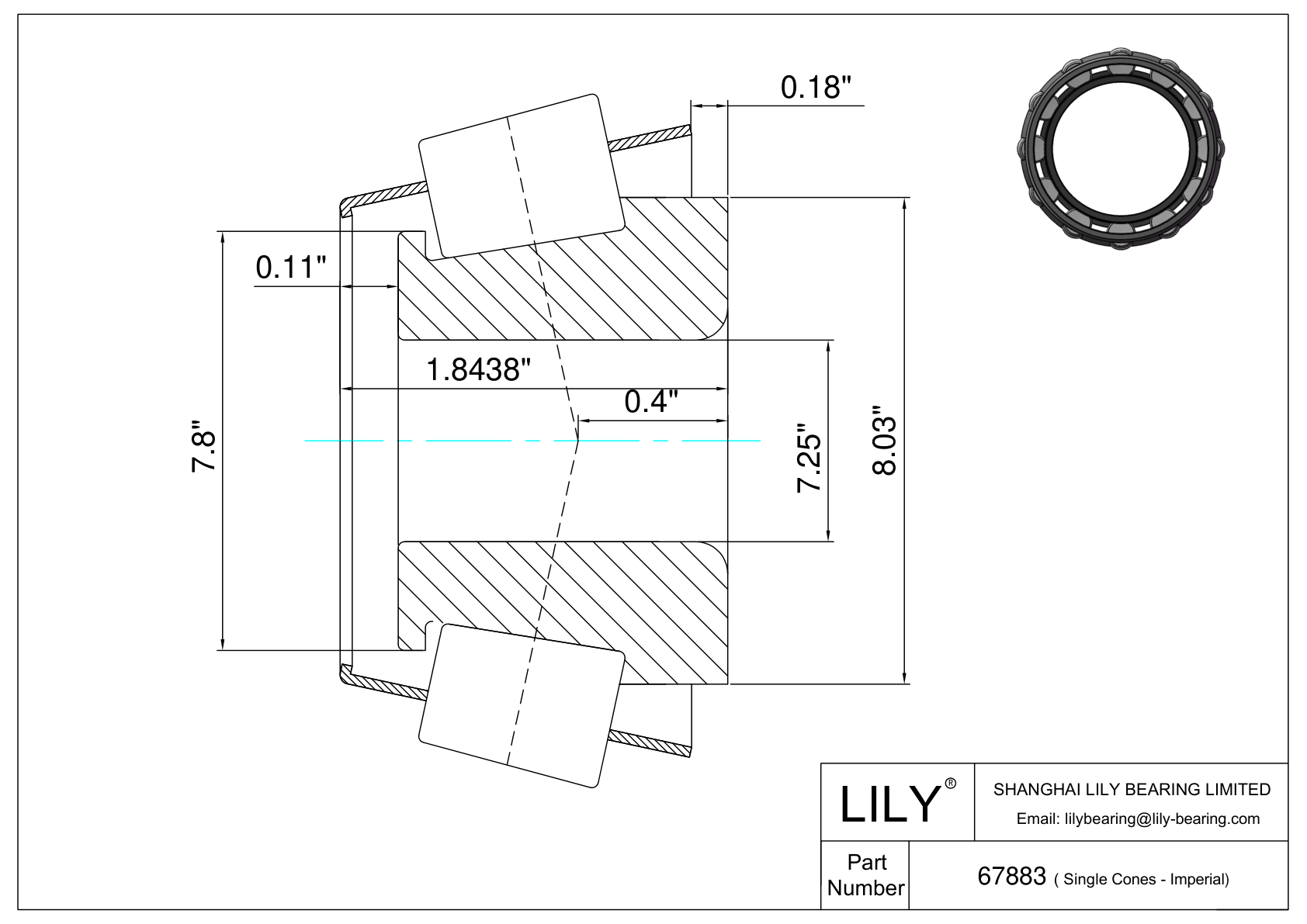 67883 Single Cones (Imperial) cad drawing