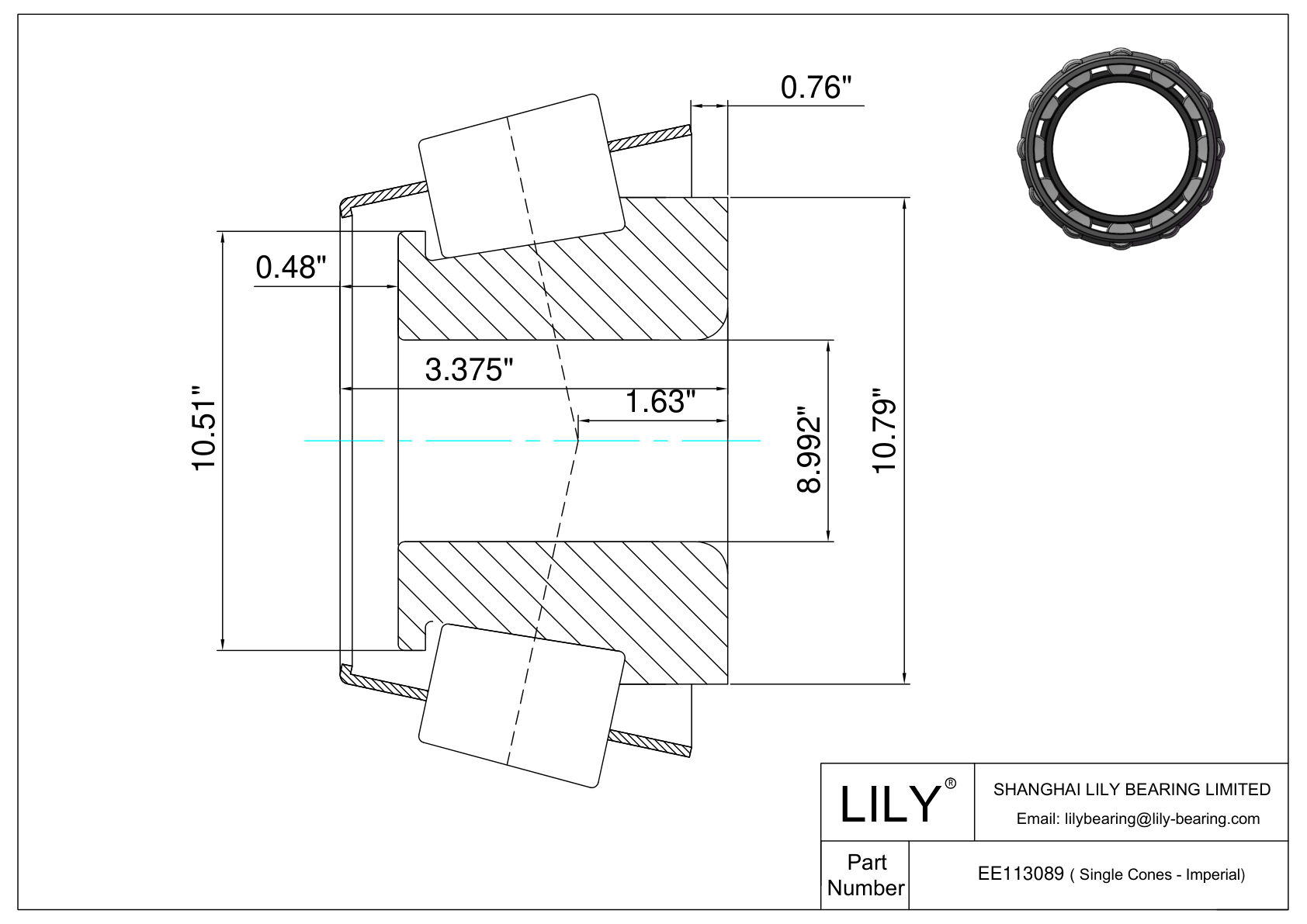 EE113089 | Single Cones (Imperial) - Timken | LILY Bearing