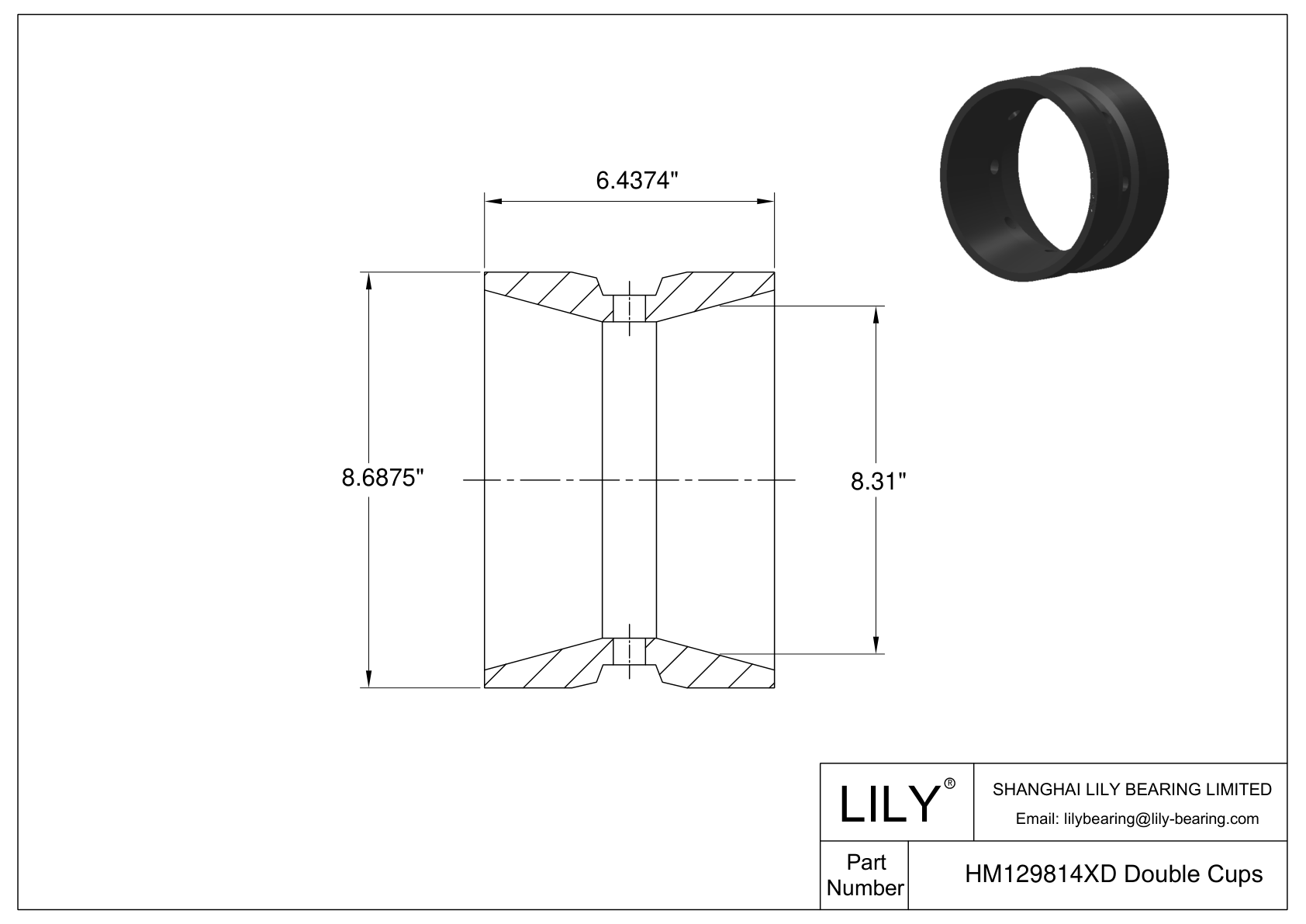 HM129814YD Double Cups (Imperial) cad drawing