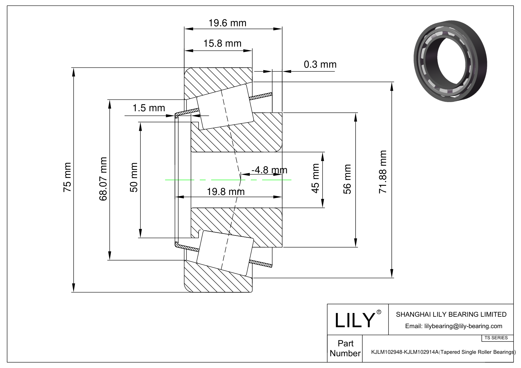 KJLM102948-KJLM102914A | TS (Single Row Tapered Roller Bearings 