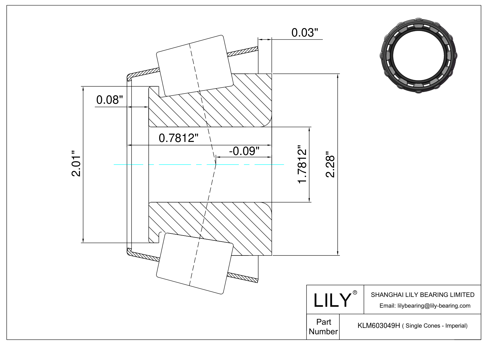 KLM603049H Single Cones (Imperial) cad drawing