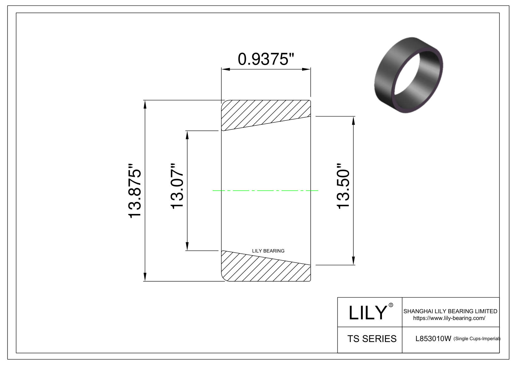 L853010W Single Cups (Imperial) cad drawing