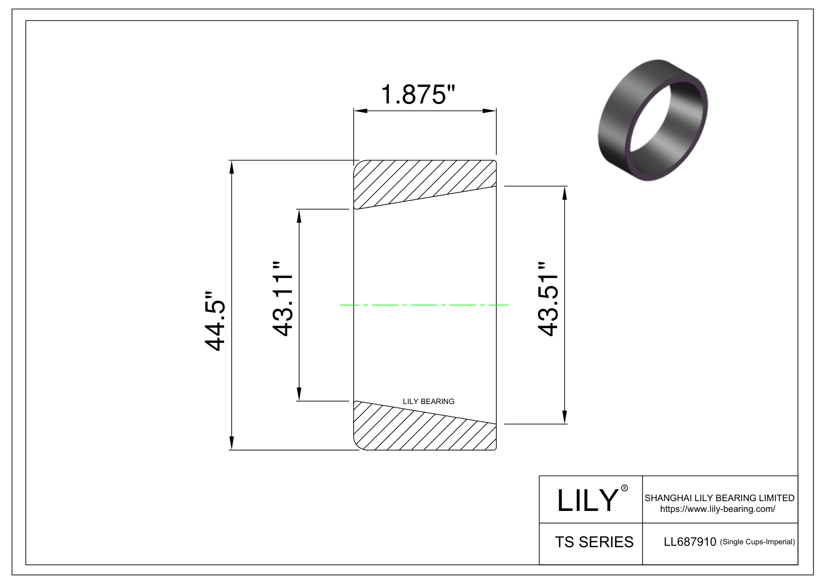 LL687910 Single Cups (Imperial) cad drawing