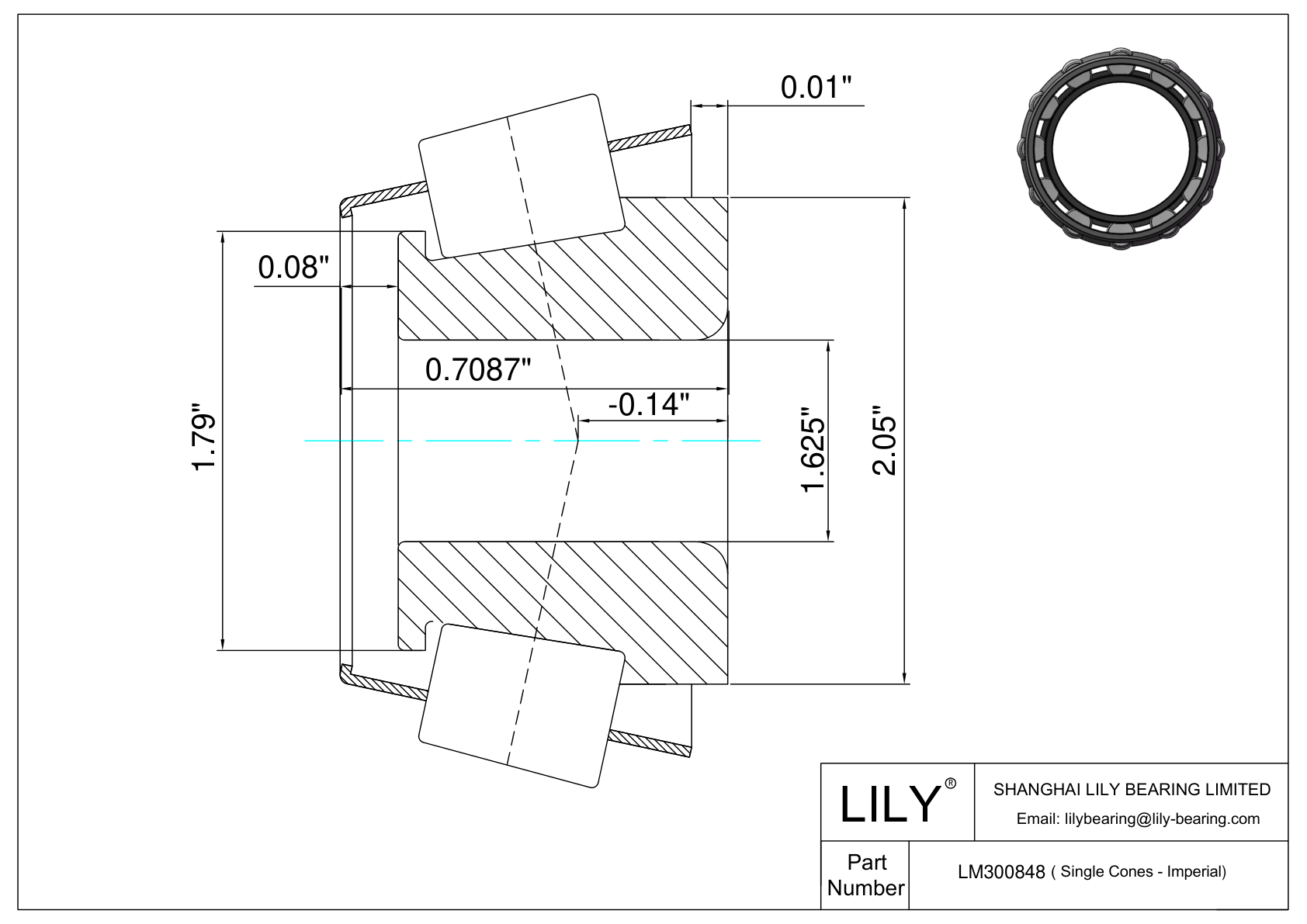 LM300848 Single Cones (Imperial) cad drawing