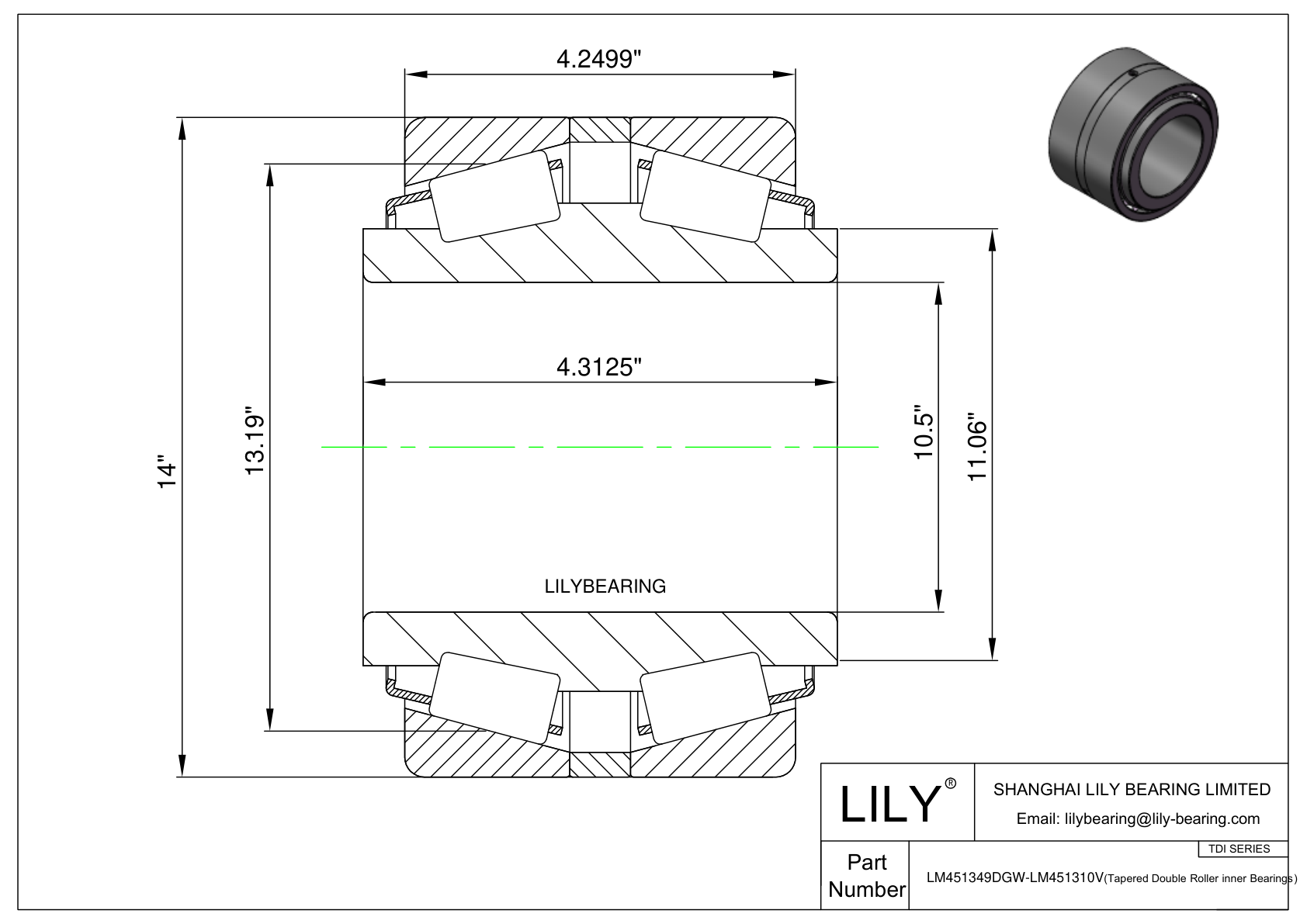 LM451349DGW-LM451310V TDI (Two-Row Double Inner Race) (Imperial) cad drawing