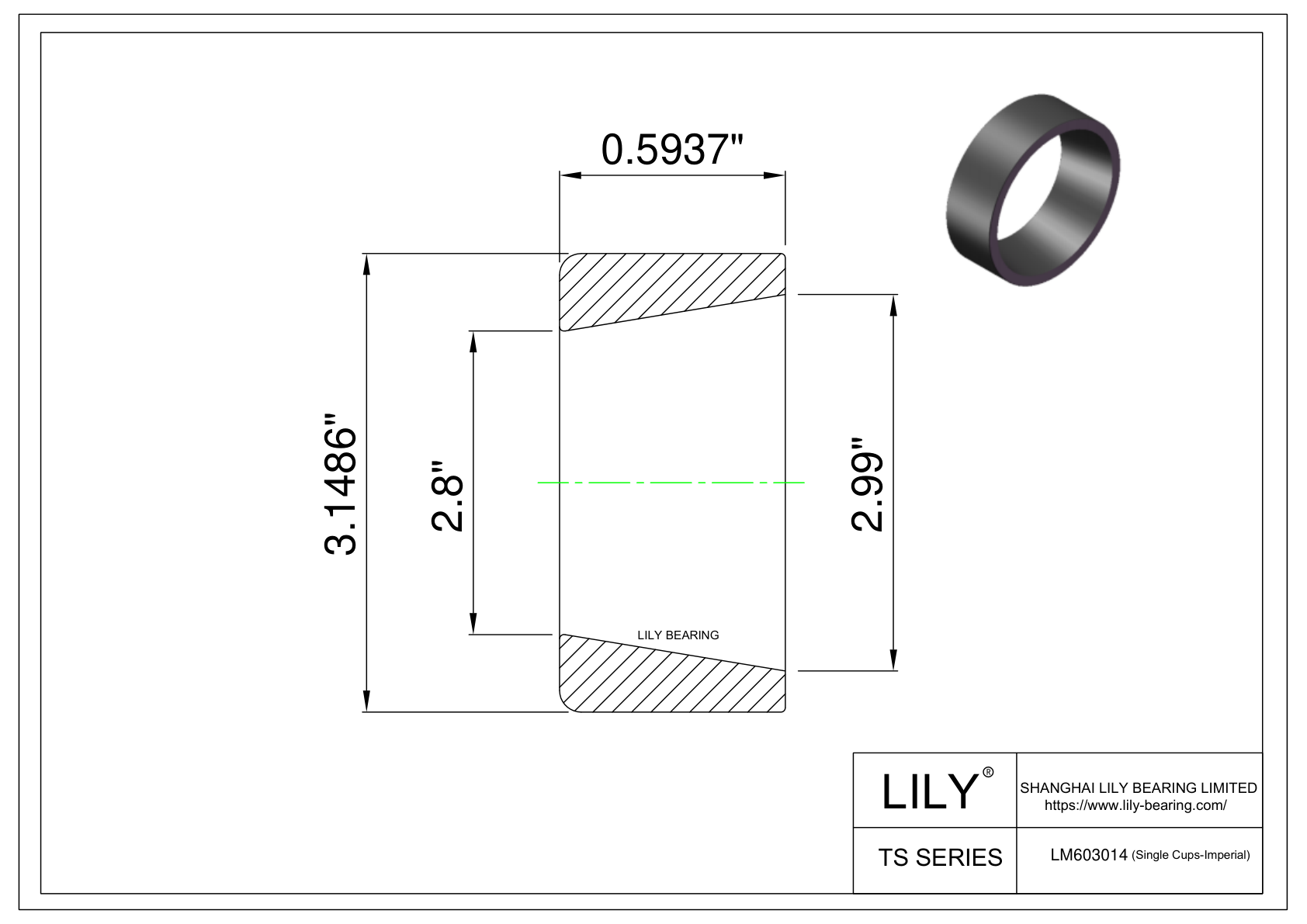 LM603014 Single Cups (Imperial) cad drawing
