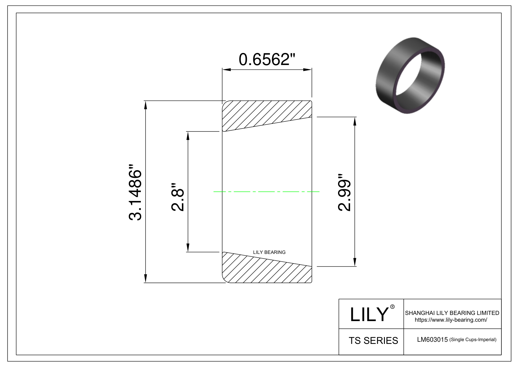 LM603015 Single Cups (Imperial) cad drawing