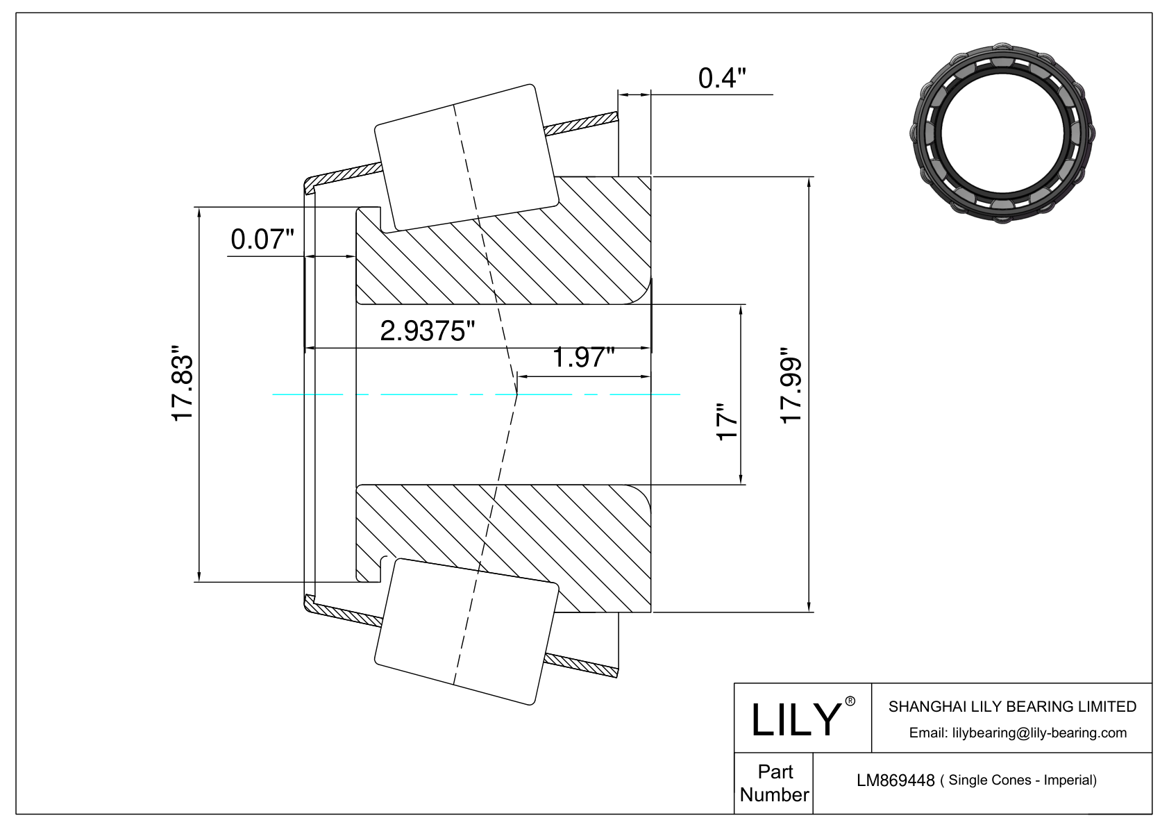 LM869448 Single Cones (Imperial) cad drawing